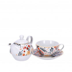 SET ZA ČAJ ČAJNIK IN SKODELICA PORCELAN ROŽE 200 oz 400ml