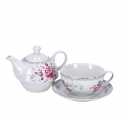 SET ČAJNIK IN SKODELICA PORCELAN ROŽE 16x14x15cm 400ml oz 200ml