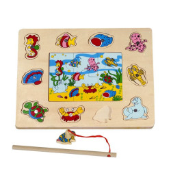 PINO TOYS SESTAVLJANKA LESENA LOVLJENJE RIBIC