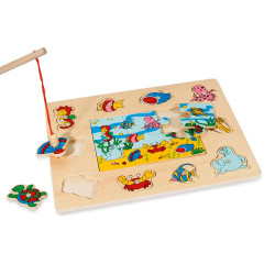 PINO TOYS SESTAVLJANKA LESENA LOVLJENJE RIBIC