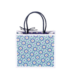 VREČKA DARILNA MALA BOŽIČNA SNEŽINKE 18X16X8cm