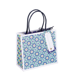 VREČKA DARILNA MALA BOŽIČNA SNEŽINKE 18X16X8cm