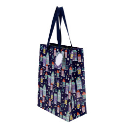 VREČKA DARILNA VELIKA BOŽIČNA HIŠE 22X30X11cm