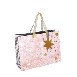 VREČKA DARILNA 30x22x11cm ZVEZDE BELA NL