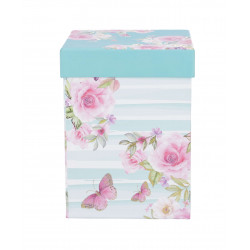 BAGS&MORE DARILNA ŠKATLA KVADRATNA ČRTE/VRTNICE/METULJI