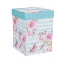 BAGS&MORE DARILNA ŠKATLA KVADRATNA ČRTE/VRTNICE/METULJI