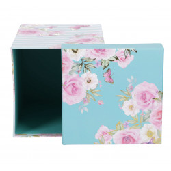 BAGS&MORE DARILNA ŠKATLA KVADRATNA ČRTE/VRTNICE/METULJI