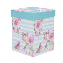 BAGS&MORE DARILNA ŠKATLA KVADRATNA ČRTE/VRTNICE/METULJI