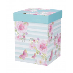 BAGS&MORE DARILNA ŠKATLA KVADRATNA ČRTE/VRTNICE/METULJI