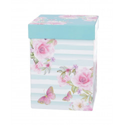 BAGS&MORE DARILNA ŠKATLA KVADRATNA ČRTE/VRTNICE/METULJI