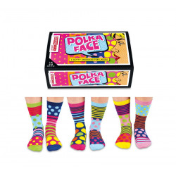 UNITED ODDSOCKS NOGAVICE ŽENSKE DOLGE MIX 6 KOS POLKA FACE